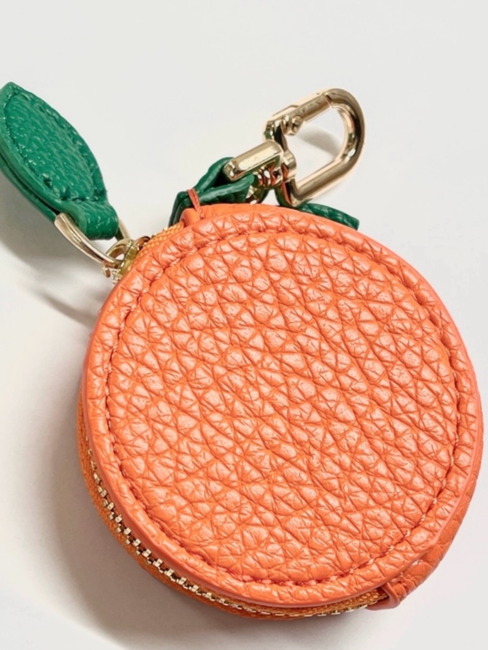 Orange Leather Fruit Key Coin Case NWT - Picture 3 of 7